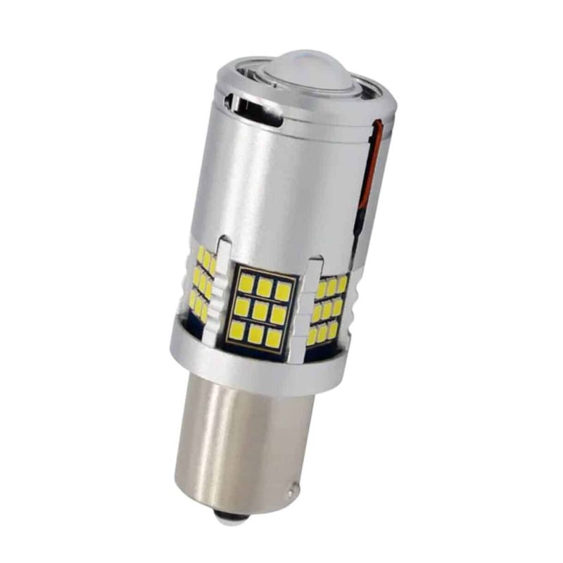 Auto si Moto - Electrice auto - Iluminare si semnalizare - Becuri auto - Bec LED PY21W BAU15S 1156 6000K Alb Pur cu Lupa, 30W 2600LM Canbus Pentru Marsarier DRL si Stopuri - Infinity.ro