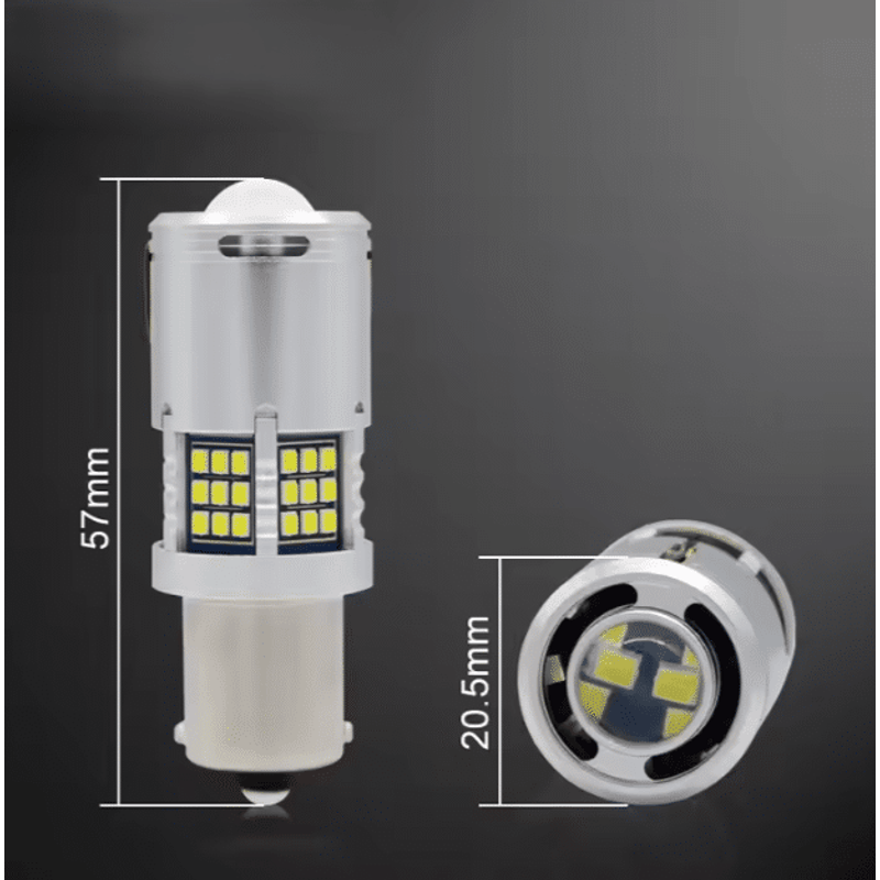 Auto si Moto - Electrice auto - Iluminare si semnalizare - Becuri auto - Bec LED Auto P21W BA15S 1156 cu Lupa si 60 LED-uri Culoare Rosu pentru Pozitie spate sau Frana CANBUS 12V Putere 30W - Infinity.ro