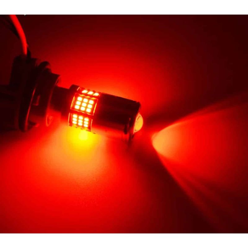 Auto si Moto - Electrice auto - Iluminare si semnalizare - Becuri auto - Bec LED Auto P21W BA15S 1156 cu Lupa si 60 LED-uri Culoare Rosu pentru Pozitie spate sau Frana CANBUS 12V Putere 30W - Infinity.ro
