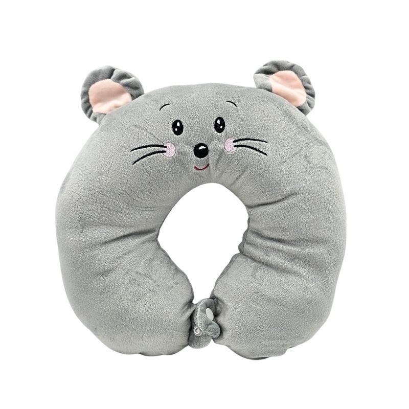 Sport si Outdoor - Articole de voiaj - Accesorii articole de voiaj - Perna de calatorie, pentru copii, culoare gri, model soricel, 31x29x8 cm - Infinity.ro