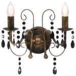 Casa si Gradina - Corpuri si surse de iluminat - Veioze si lampi - Lampi de veghe - Lampa de perete cu margele, negru antichizat, 2 becuri x E14 - Infinity.ro