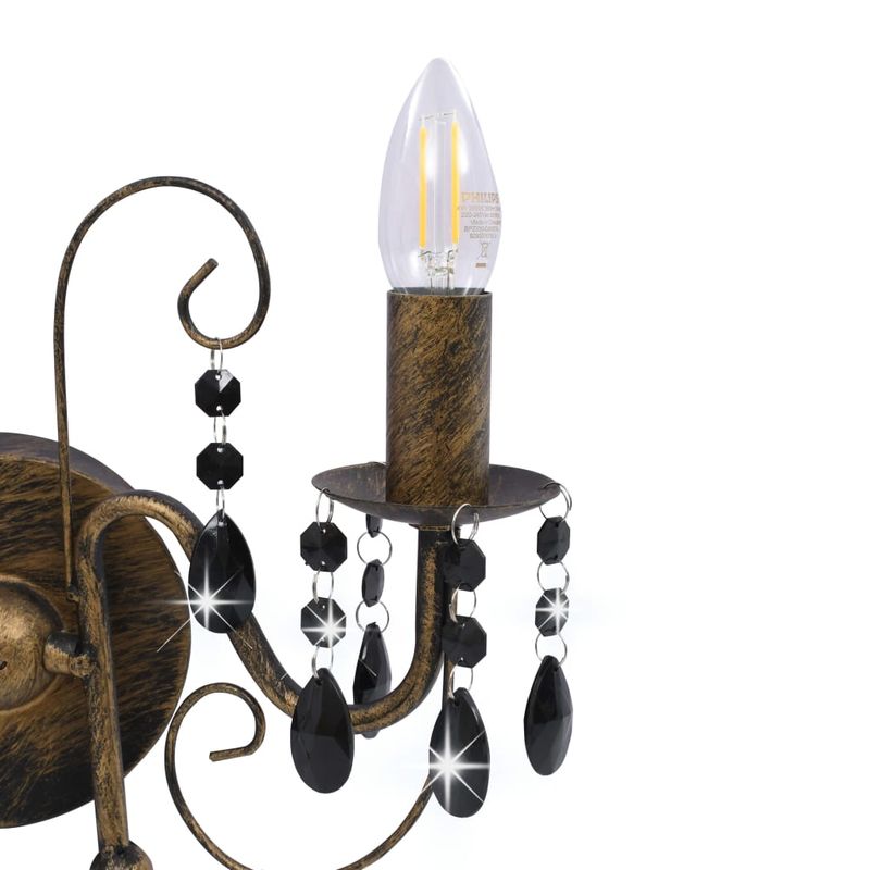 Casa si Gradina - Corpuri si surse de iluminat - Veioze si lampi - Lampi de veghe - Lampa de perete cu margele, negru antichizat, 2 becuri x E14 - Infinity.ro