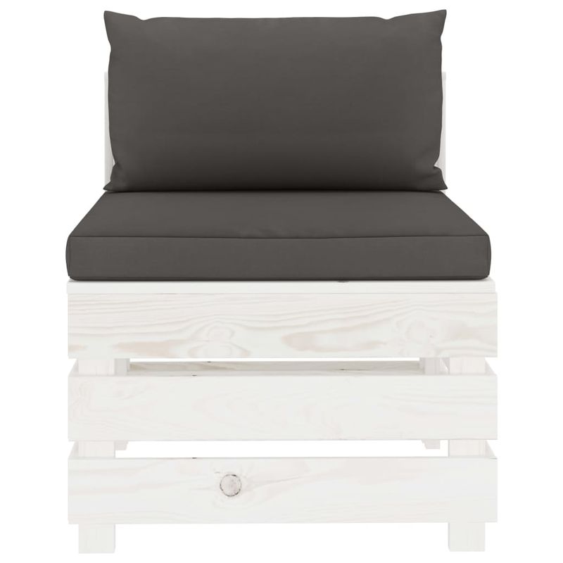 Casa si Gradina - Gradina si terasa - Mobilier exterior - Canapele si fotolii gradina - Canapea de gradina din paleti, de mijloc, perne antracit, lemn - Infinity.ro
