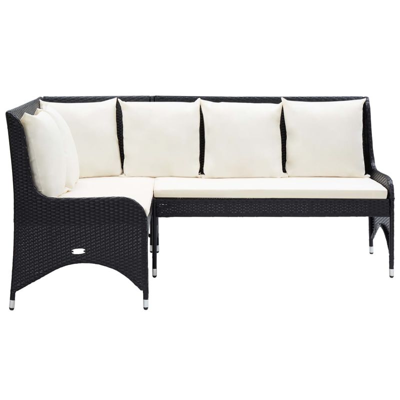 Casa si Gradina - Gradina si terasa - Mobilier exterior - Seturi mobila gradina - Set mobilier de gradina cu perne, 3 piese, negru, poliratan - Infinity.ro