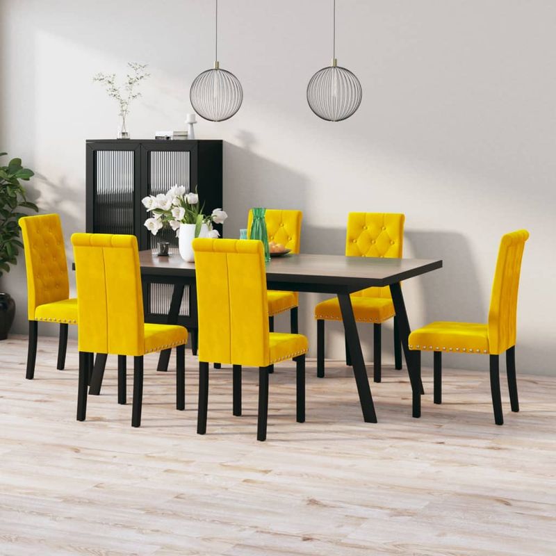 Casa si Gradina - Mobilier - Scaune si fotolii - Scaune - Scaune de sufragerie, 6 buc, galben, catifea - Infinity.ro
