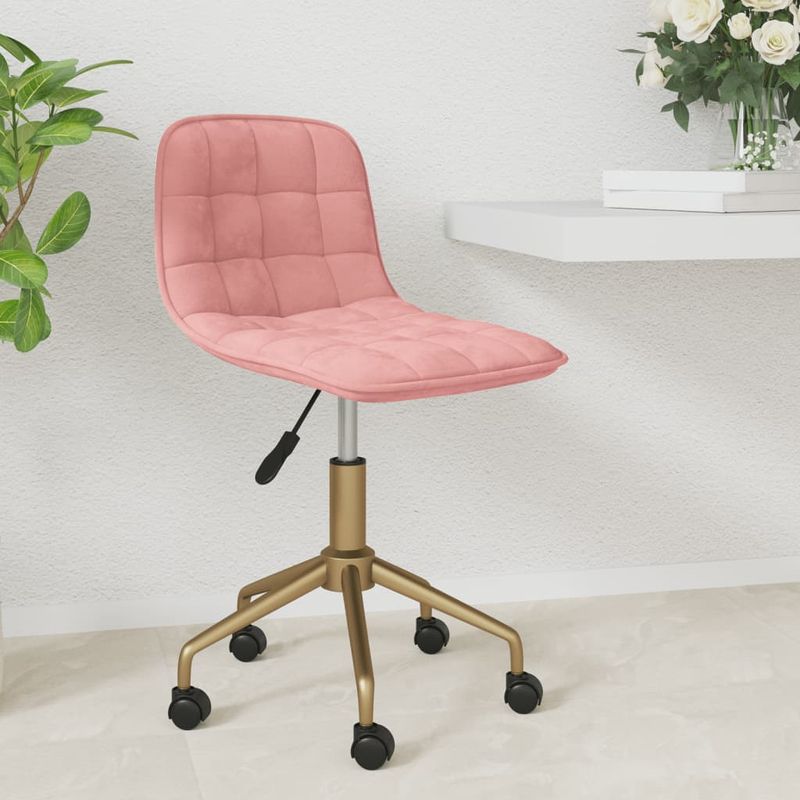 Casa si Gradina - Mobilier - Scaune si fotolii - Scaune - Scaun de birou pivotant, roz, catifea - Infinity.ro