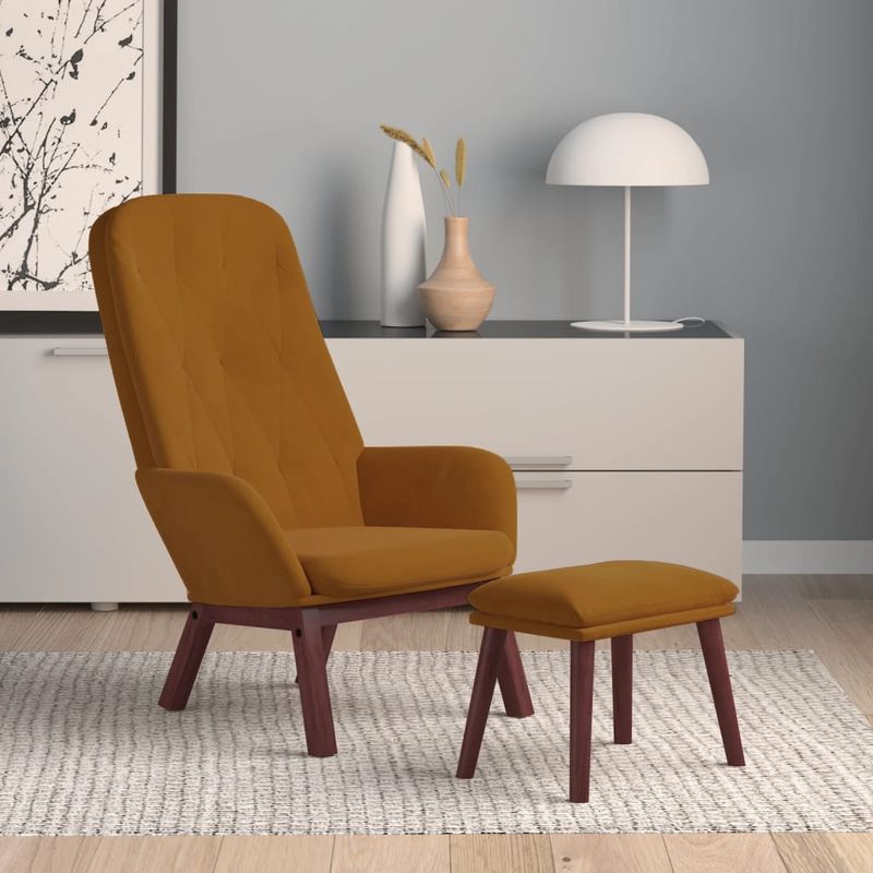 Casa si Gradina - Mobilier - Scaune si fotolii - Fotolii - Fotoliu de relaxare cu taburet, maro, catifea - Infinity.ro