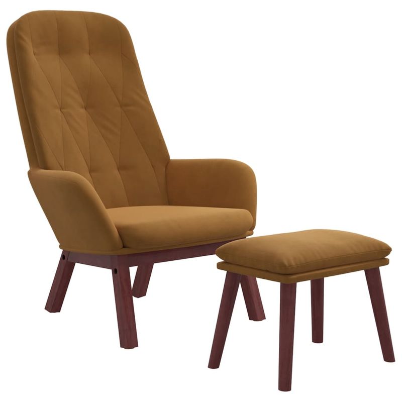 Casa si Gradina - Mobilier - Scaune si fotolii - Fotolii - Fotoliu de relaxare cu taburet, maro, catifea - Infinity.ro