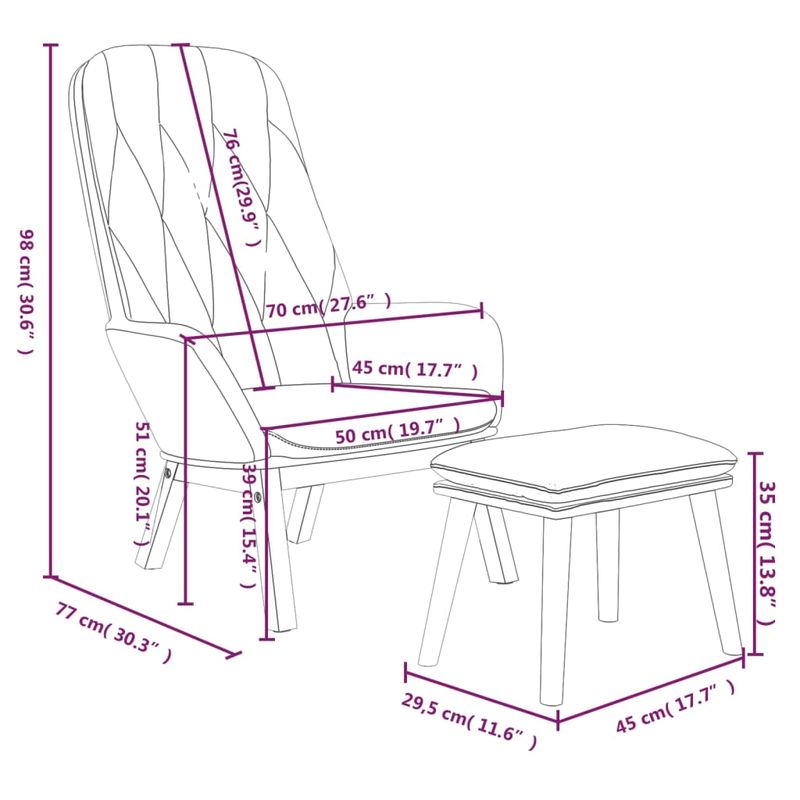 Casa si Gradina - Mobilier - Scaune si fotolii - Fotolii - Fotoliu de relaxare cu taburet, maro, catifea - Infinity.ro
