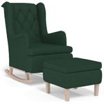 Casa si Gradina - Mobilier - Scaune si fotolii - Fotolii - Fotoliu balansoar cu taburet, verde inchis, material textil - Infinity.ro