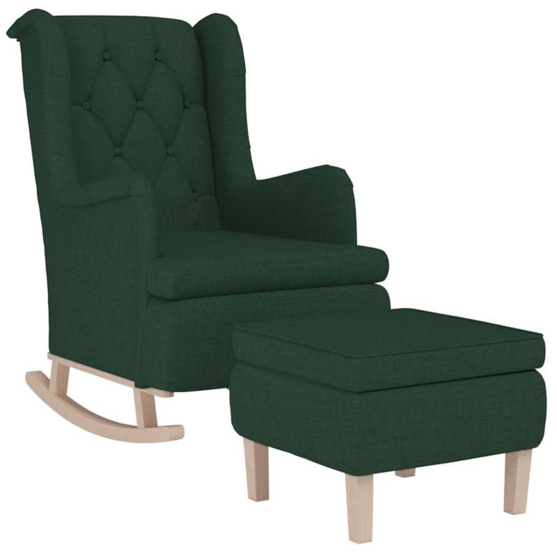 Casa si Gradina - Mobilier - Scaune si fotolii - Fotolii - Fotoliu balansoar cu taburet, verde inchis, material textil - Infinity.ro