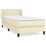 Casa si Gradina - Mobilier - Paturi si accesorii - Paturi - Pat box spring cu saltea, crem, 90x190 cm, piele ecologica - Infinity.ro