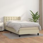 Casa si Gradina - Mobilier - Paturi si accesorii - Paturi - Pat box spring cu saltea, crem, 90x190 cm, piele ecologica - Infinity.ro