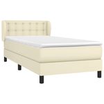 Casa si Gradina - Mobilier - Paturi si accesorii - Paturi - Pat box spring cu saltea, crem, 90x190 cm, piele ecologica - Infinity.ro