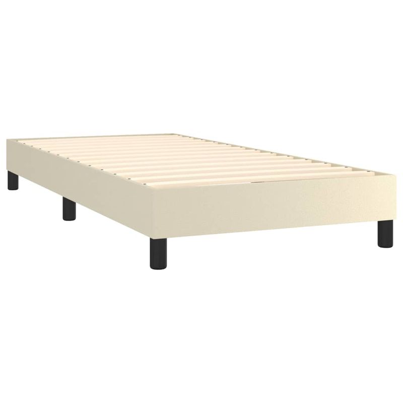 Casa si Gradina - Mobilier - Paturi si accesorii - Paturi - Pat box spring cu saltea, crem, 90x190 cm, piele ecologica - Infinity.ro