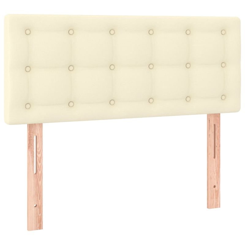 Casa si Gradina - Mobilier - Paturi si accesorii - Paturi - Pat box spring cu saltea, crem, 90x190 cm, piele ecologica - Infinity.ro