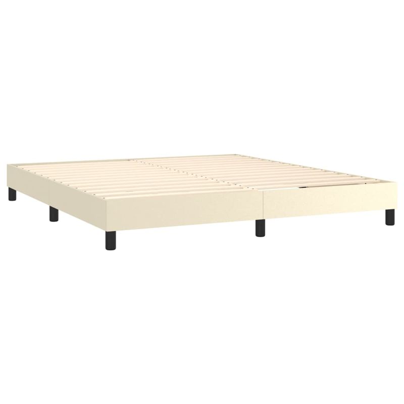 Casa si Gradina - Mobilier - Paturi si accesorii - Paturi - Pat cu arcuri, saltea si LED, crem, 160x200 cm, piele ecologica - Infinity.ro