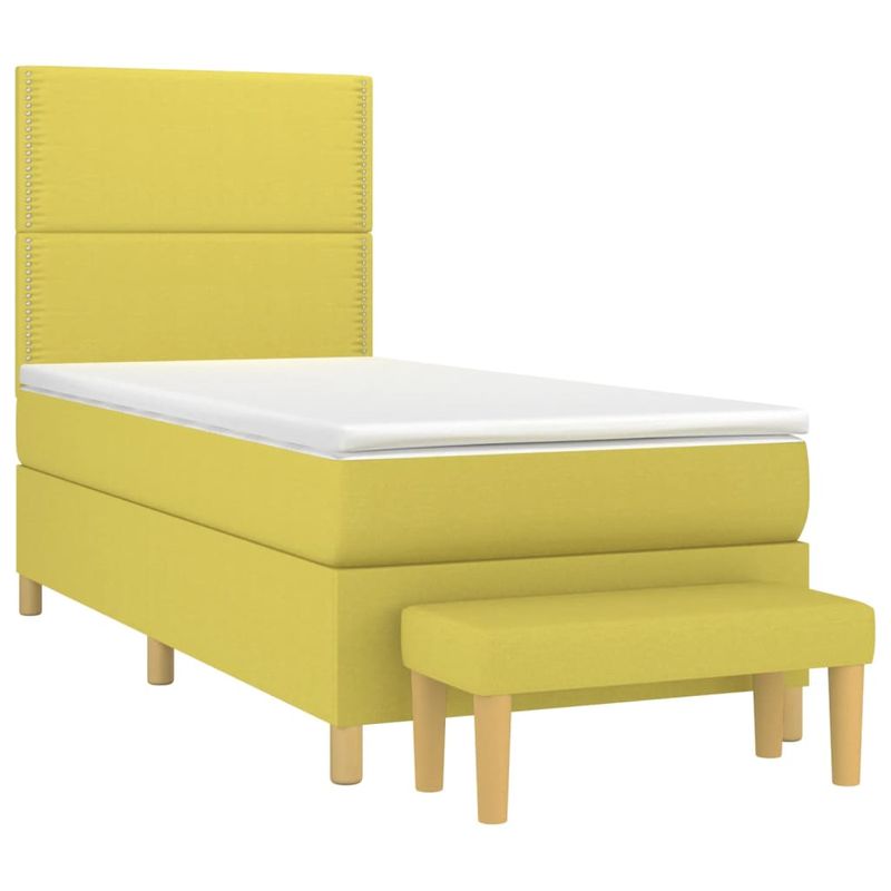 Casa si Gradina - Mobilier - Paturi si accesorii - Paturi - Pat continental cu saltea, verde deschis, 90x190 cm, textil - Infinity.ro