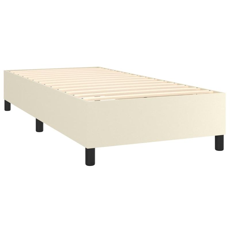 Casa si Gradina - Mobilier - Paturi si accesorii - Paturi - Pat cu arcuri, saltea si LED, crem, 90x190 cm, piele ecologica - Infinity.ro