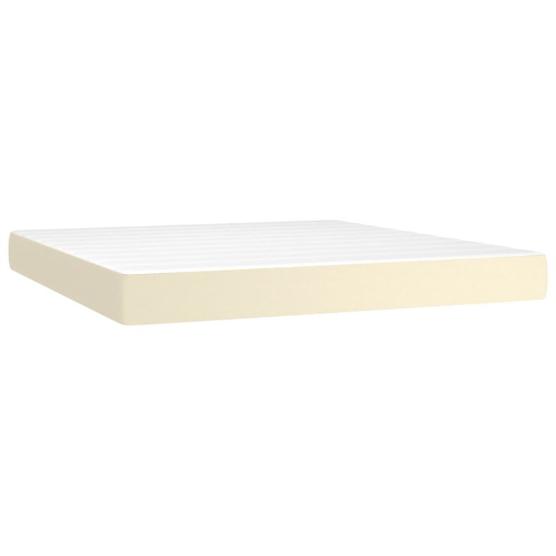 Casa si Gradina - Mobilier - Paturi si accesorii - Paturi - Pat box spring cu saltea, crem, 160x200 cm, piele ecologica - Infinity.ro