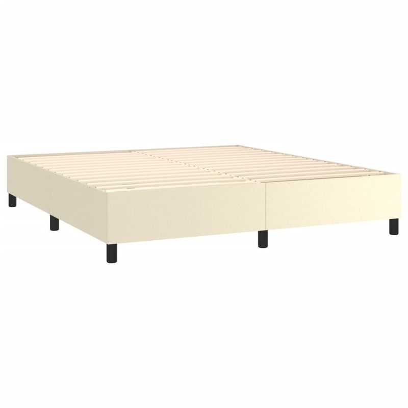 Casa si Gradina - Mobilier - Paturi si accesorii - Paturi - Pat box spring cu saltea, crem, 160x200 cm, piele ecologica - Infinity.ro