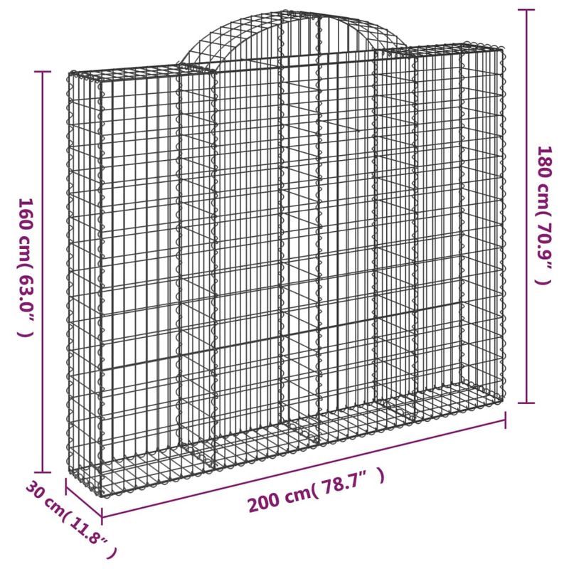 Casa si Gradina - Gradina si terasa - Garduri, panouri si accesorii - Cos gabion arcuit, 50 buc, 200x30x160/180 cm, fier galvanizat - Infinity.ro