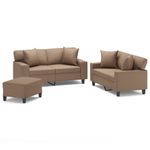 Casa si Gradina - Mobilier - Seturi de mobilier - Seturi living - Set de canapele cu perne, 3 piese, cappuccino, piele ecologica - Infinity.ro