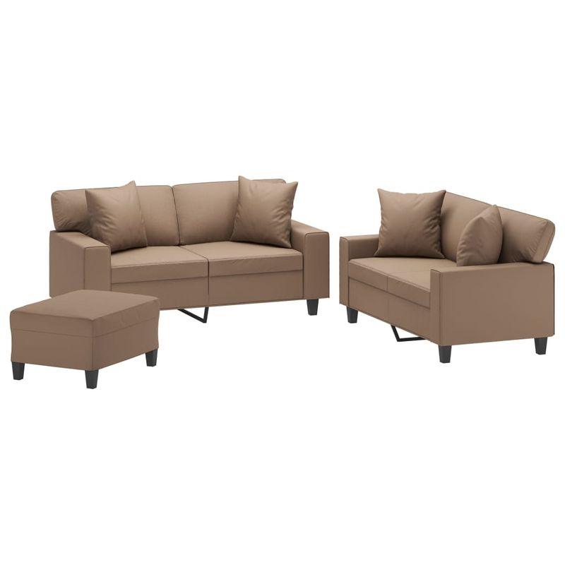 Casa si Gradina - Mobilier - Seturi de mobilier - Seturi living - Set de canapele cu perne, 3 piese, cappuccino, piele ecologica - Infinity.ro