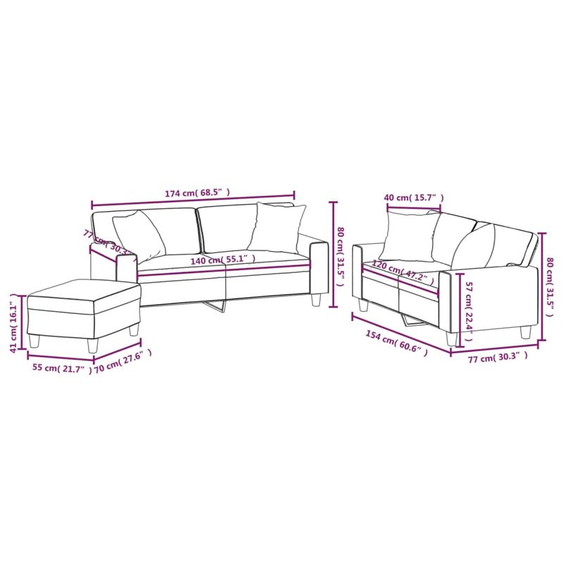 Casa si Gradina - Mobilier - Seturi de mobilier - Seturi living - Set de canapele cu perne, 3 piese, cappuccino, piele ecologica - Infinity.ro