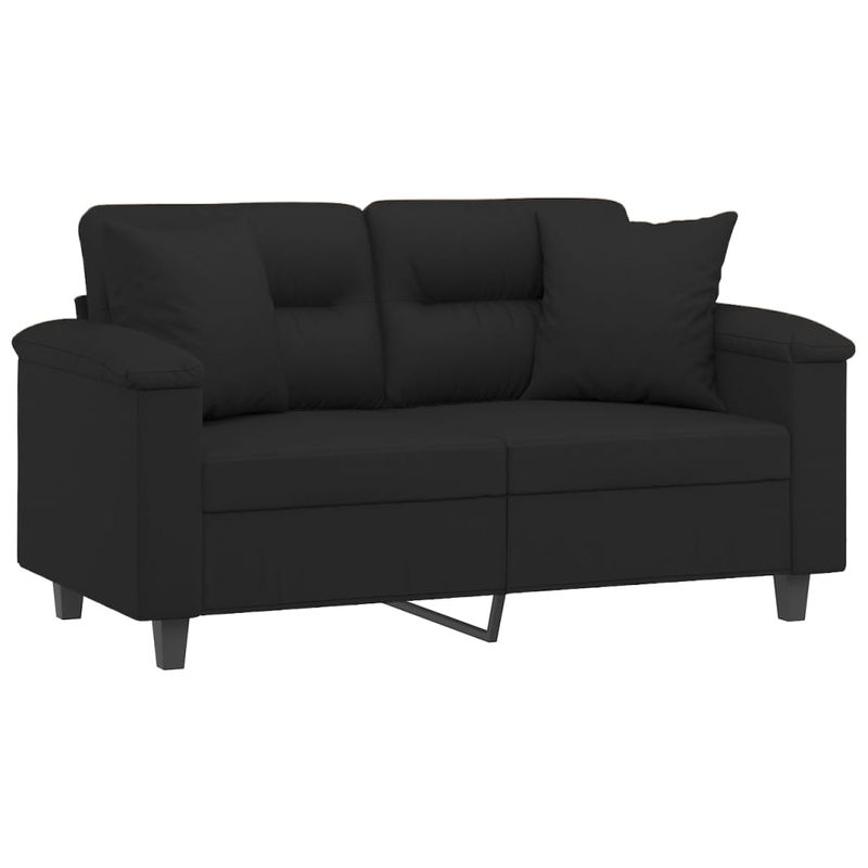 Casa si Gradina - Mobilier - Canapele si coltare - Canapele - Canapea 2 locuri, cu perne&pernute, negru, 120 cm, microfibra - Infinity.ro