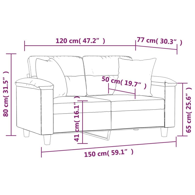 Casa si Gradina - Mobilier - Canapele si coltare - Canapele - Canapea 2 locuri, cu perne&pernute, negru, 120 cm, microfibra - Infinity.ro