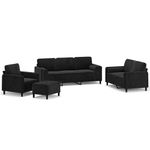 Casa si Gradina - Mobilier - Seturi de mobilier - Seturi living - Set canapea, perne/perne decorative, 4 piese, negru, catifea - Infinity.ro