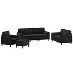 Casa si Gradina - Mobilier - Seturi de mobilier - Seturi living - Set canapea, perne/perne decorative, 4 piese, negru, catifea - Infinity.ro