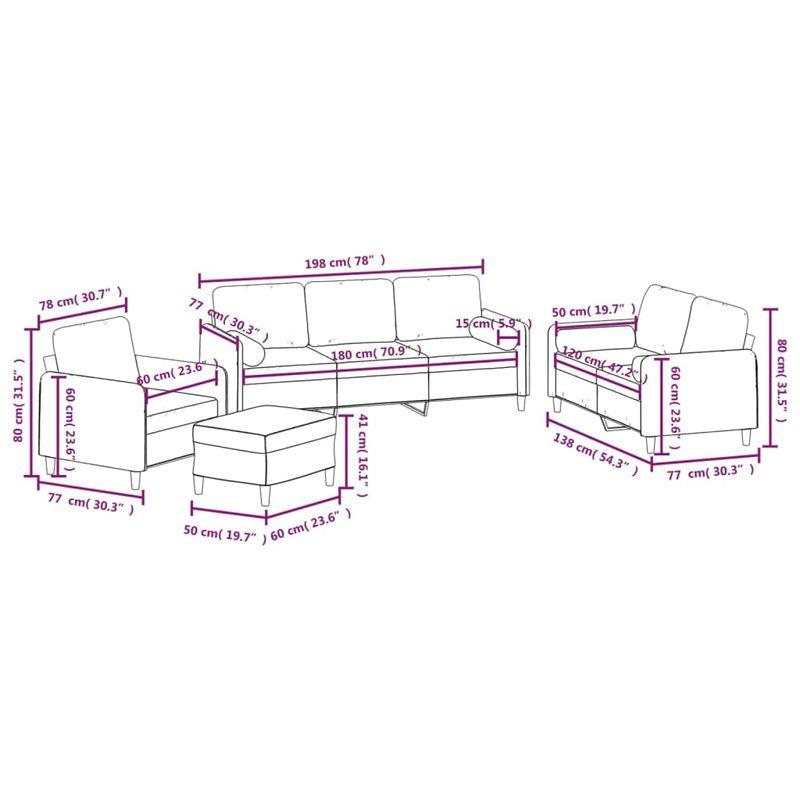Casa si Gradina - Mobilier - Seturi de mobilier - Seturi living - Set canapea, perne/perne decorative, 4 piese, negru, catifea - Infinity.ro