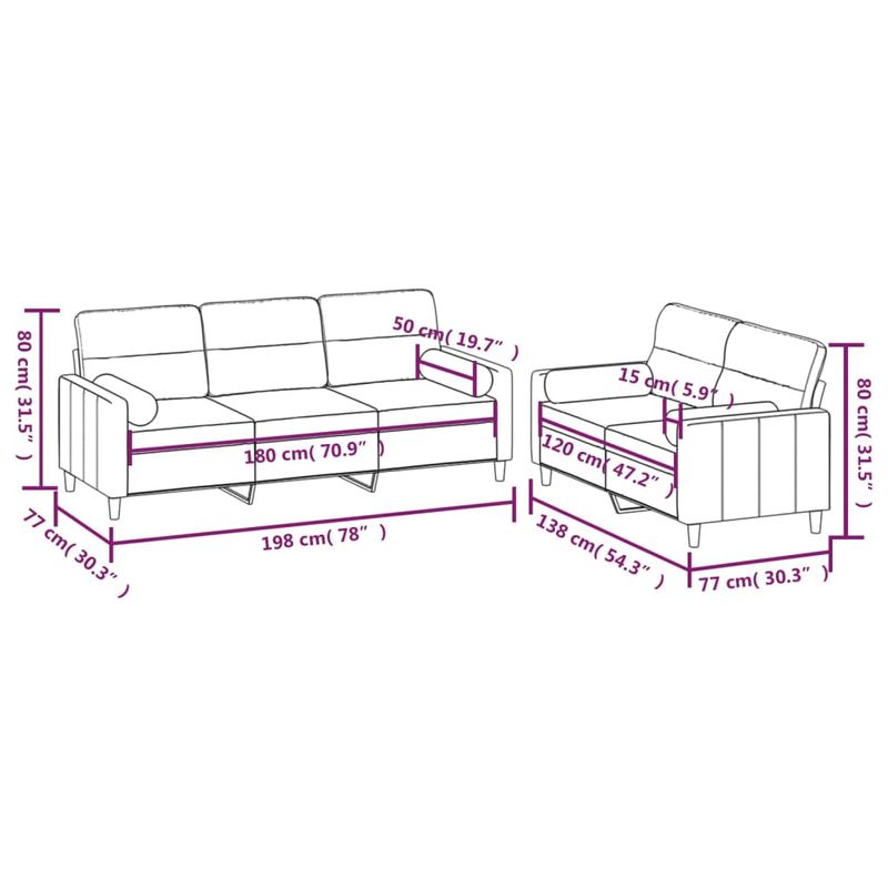 Casa si Gradina - Mobilier - Canapele si coltare - Canapele - Set canapea perne/perne decorative, 2 piese, gri taupe, textil - Infinity.ro
