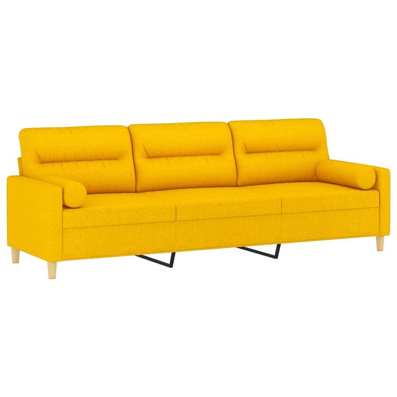 Casa si Gradina - Mobilier - Canapele si coltare - Canapele - Canapea 3 locuri cu perne&pernute galben deschis 210 cm textil - Infinity.ro