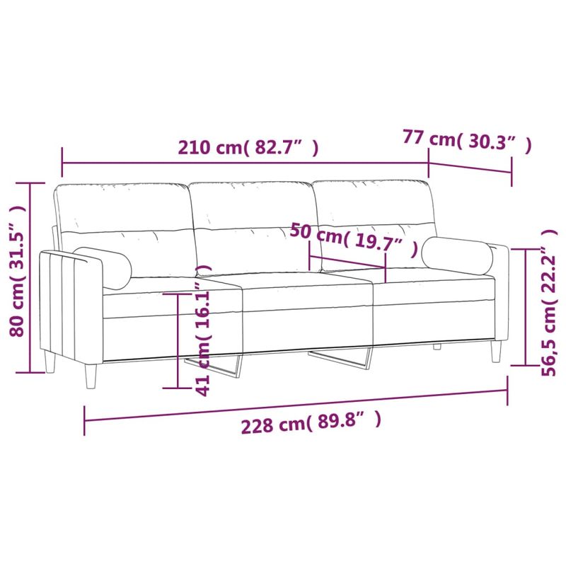 Casa si Gradina - Mobilier - Canapele si coltare - Canapele - Canapea 3 locuri cu perne&pernute galben deschis 210 cm textil - Infinity.ro
