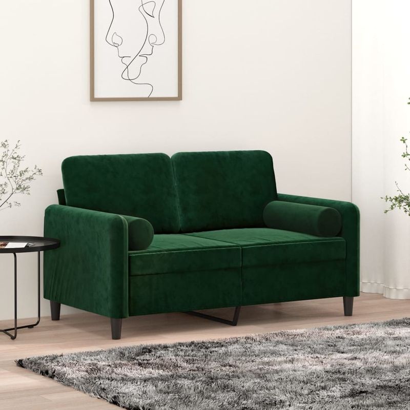 Casa si Gradina - Mobilier - Canapele si coltare - Canapele - Canapea, 2 locuri cu perne&pernute verde inchis 120 cm catifea - Infinity.ro