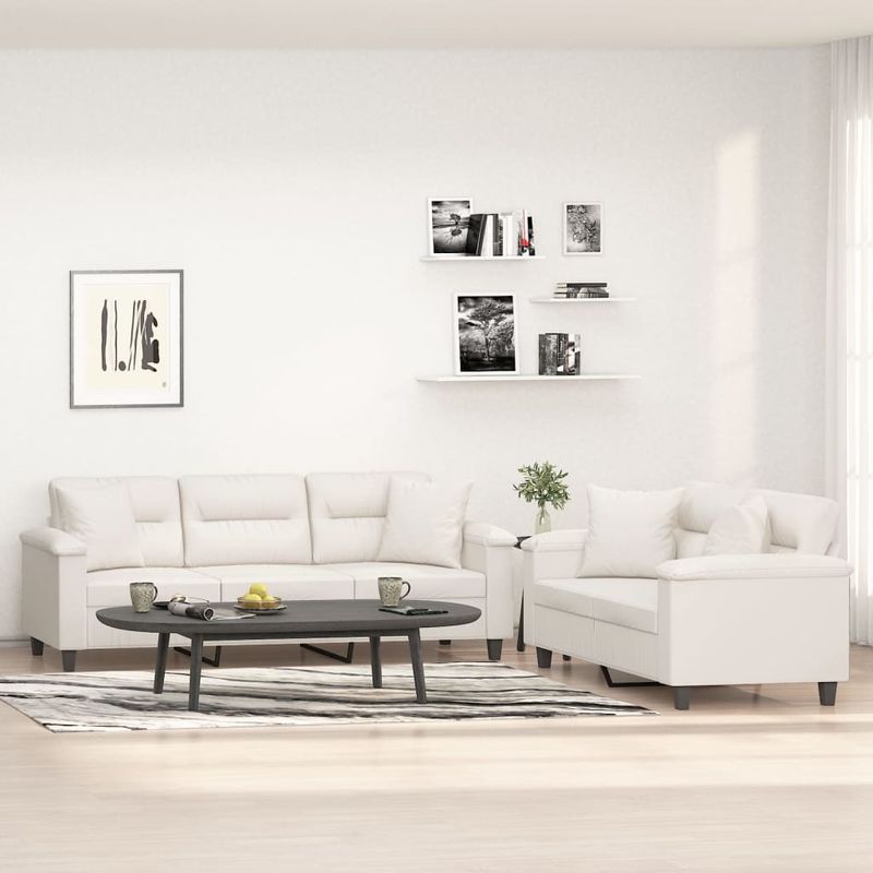 Casa si Gradina - Mobilier - Seturi de mobilier - Seturi living - Set de canapele cu perne, 2 piese, bej, microfibra - Infinity.ro