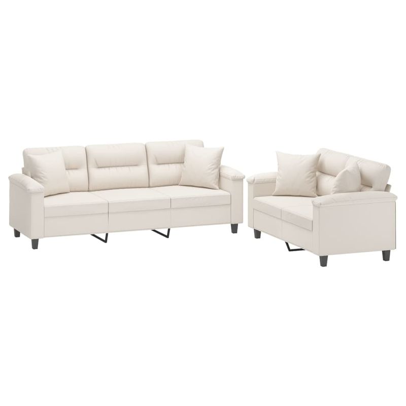 Casa si Gradina - Mobilier - Seturi de mobilier - Seturi living - Set de canapele cu perne, 2 piese, bej, microfibra - Infinity.ro