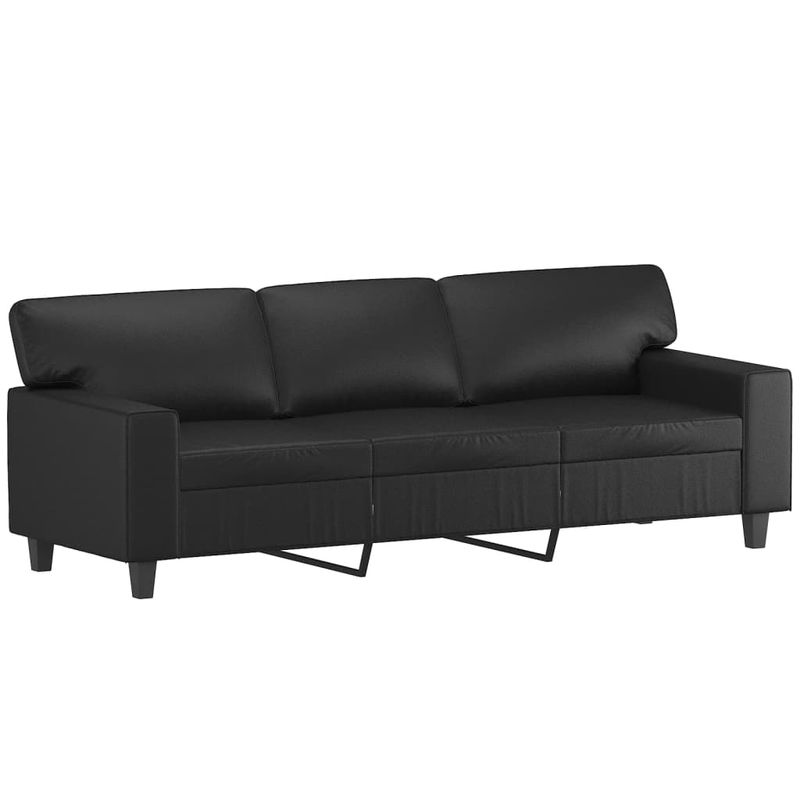 Casa si Gradina - Mobilier - Seturi de mobilier - Seturi living - Set de canapele cu perne, 3 piese, negru, piele ecologica - Infinity.ro