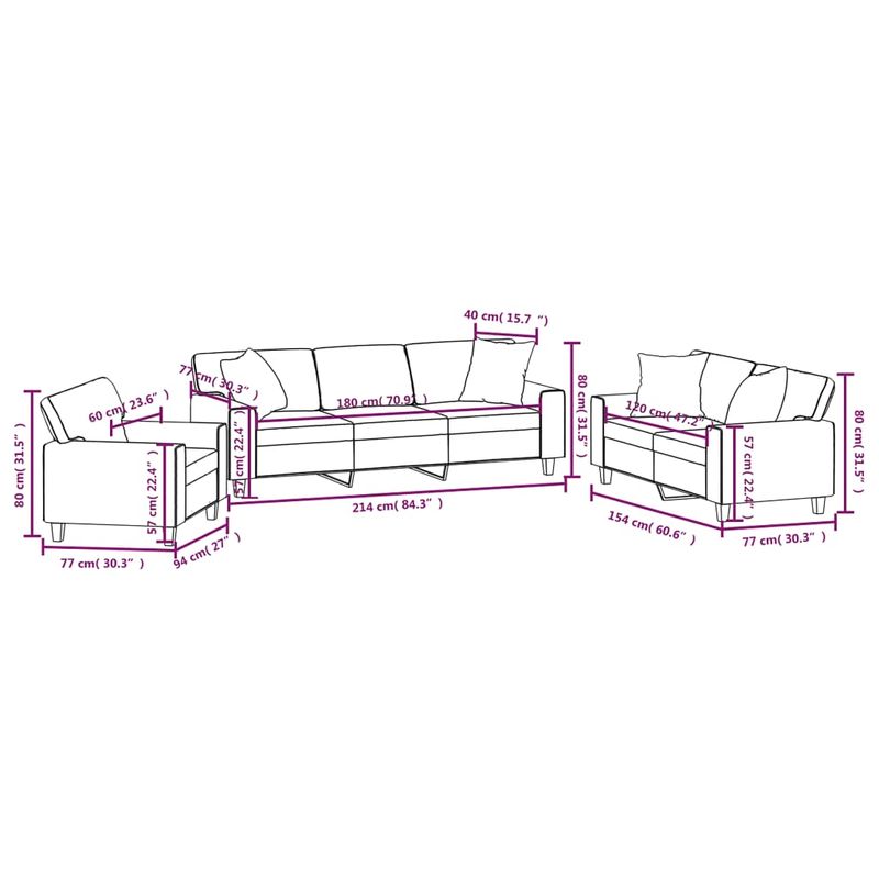 Casa si Gradina - Mobilier - Seturi de mobilier - Seturi living - Set de canapele cu perne, 3 piese, negru, piele ecologica - Infinity.ro
