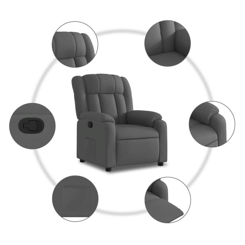 Casa si Gradina - Mobilier - Scaune si fotolii - Fotolii - Fotoliu rabatabil gri inchis, material textil - Infinity.ro