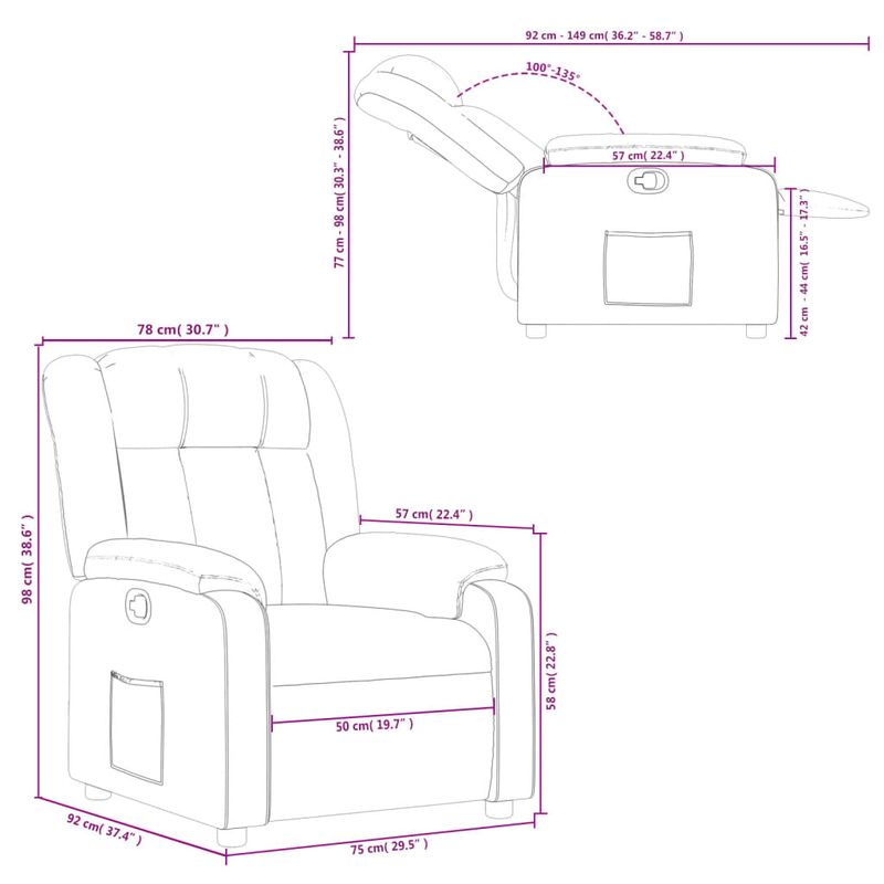 Casa si Gradina - Mobilier - Scaune si fotolii - Fotolii - Fotoliu rabatabil gri inchis, material textil - Infinity.ro