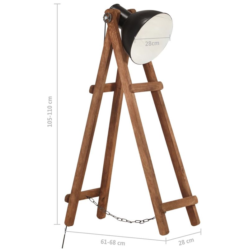 Casa si Gradina - Corpuri si surse de iluminat - Veioze si lampi - Lampi de veghe - Lampa de podea, negru, lemn masiv de mango, E27 - Infinity.ro