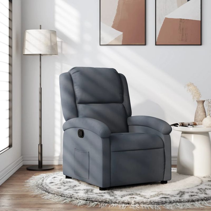 Casa si Gradina - Mobilier - Scaune si fotolii - Fotolii - Fotoliu rabatabil gri inchis, catifea - Infinity.ro