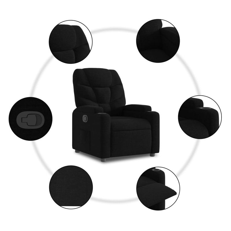 Casa si Gradina - Mobilier - Scaune si fotolii - Fotolii - Fotoliu rabatabil din material textil negru - Infinity.ro