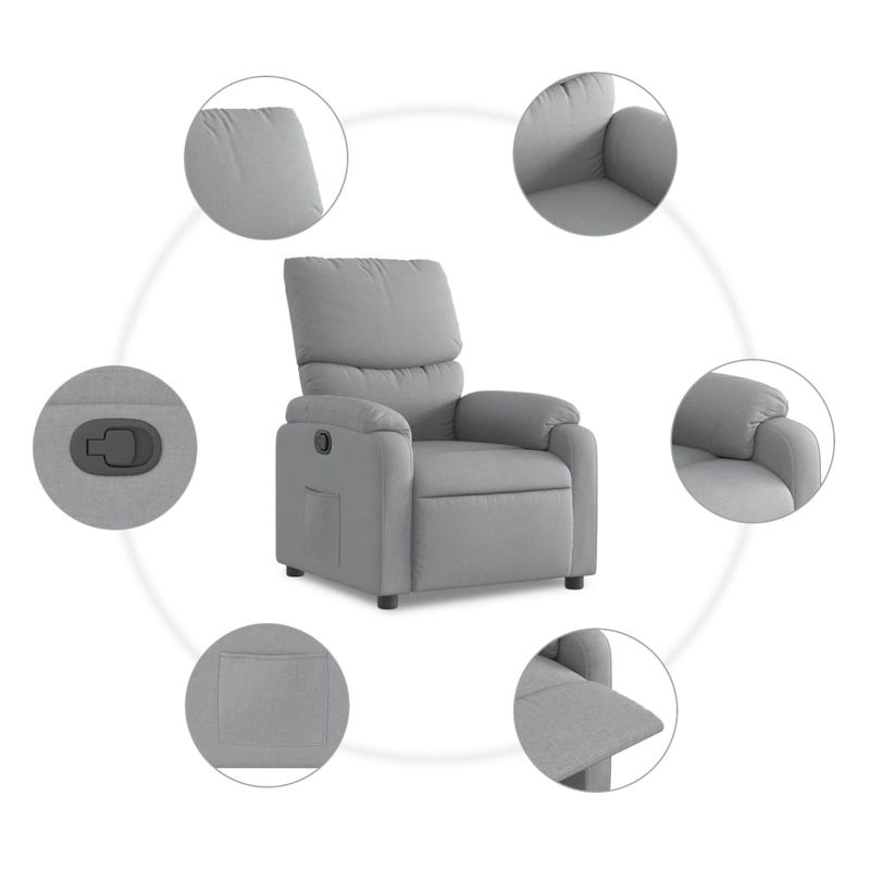 Casa si Gradina - Mobilier - Scaune si fotolii - Fotolii - Fotoliu rabatabil gri deschis, material textil - Infinity.ro