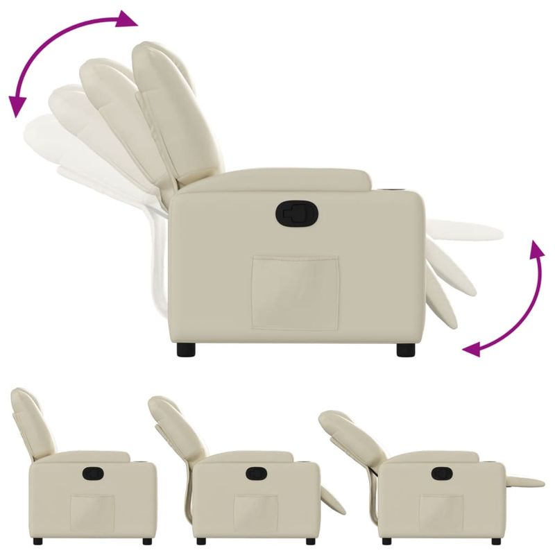 Casa si Gradina - Mobilier - Scaune si fotolii - Fotolii - Fotoliu rabatabil din piele ecologica crem - Infinity.ro