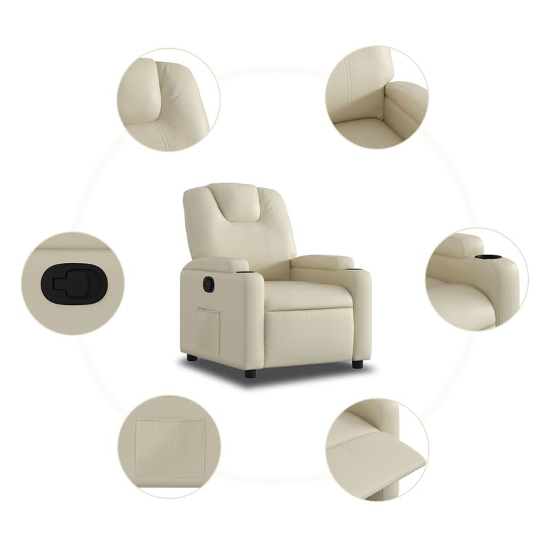 Casa si Gradina - Mobilier - Scaune si fotolii - Fotolii - Fotoliu rabatabil din piele ecologica crem - Infinity.ro